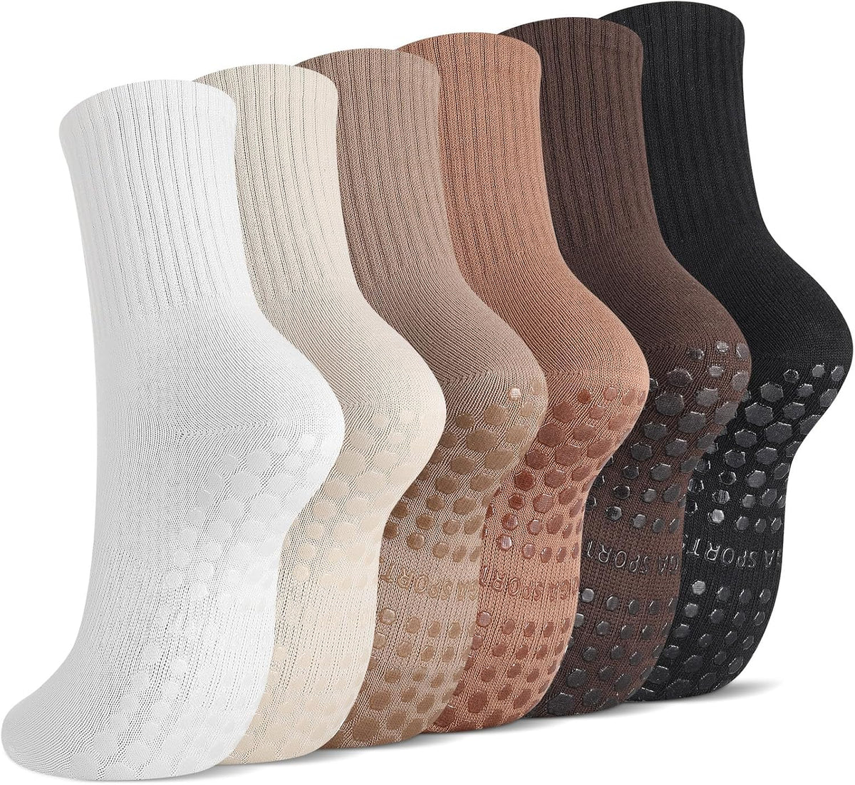 Jspupifip Cute Pilates Socks with Grips for Women Non Slip Grip Yoga Socks | Crew Sock for Ballet Barefoot Workout Hospital