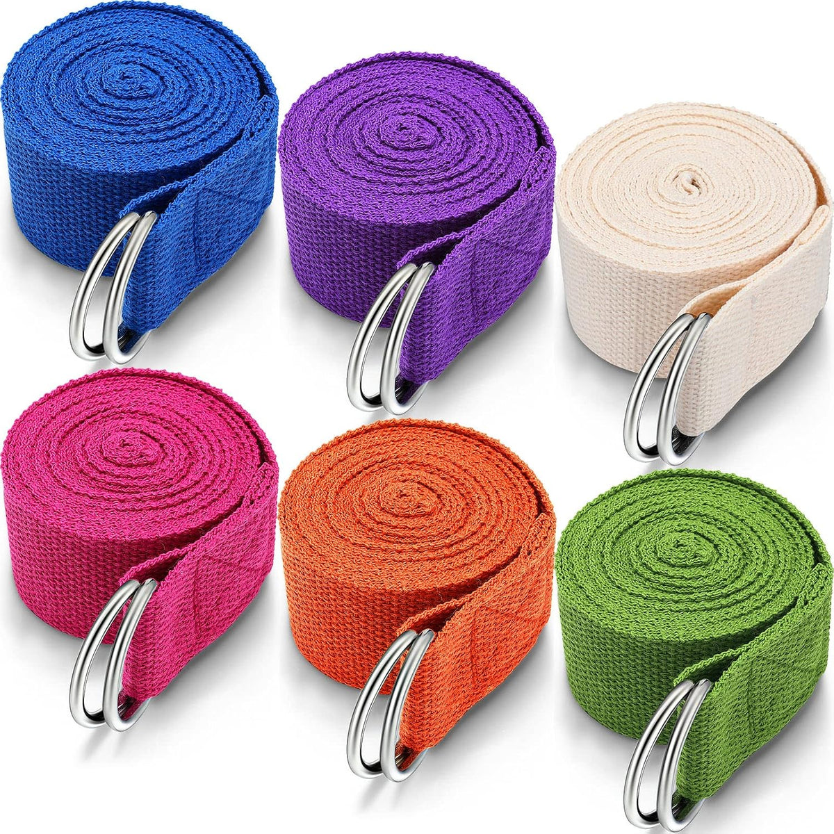 LumaHvn® 6 ft Cotton-Blend Yoga Strap with Metal D-Ring